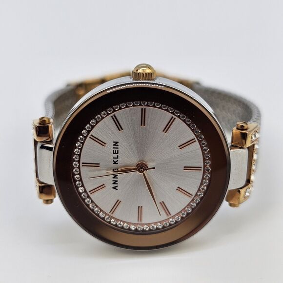 Anne Klein Women's Watch 30MM Gray Dial Two Tone Mesh Bands 6" New Battery - Picture 1 of 11